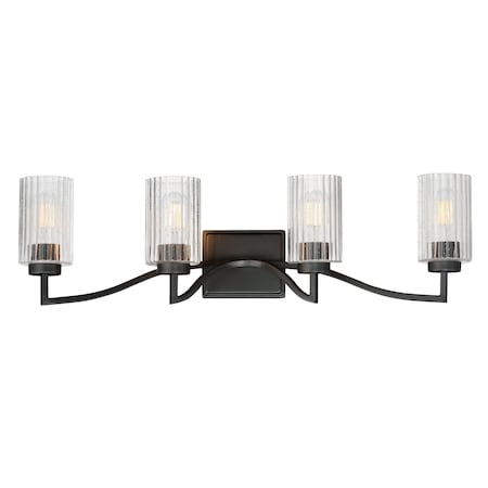 Maxim Lighting Rigata 4-Light Bath Vanity, Black 21374CRBK